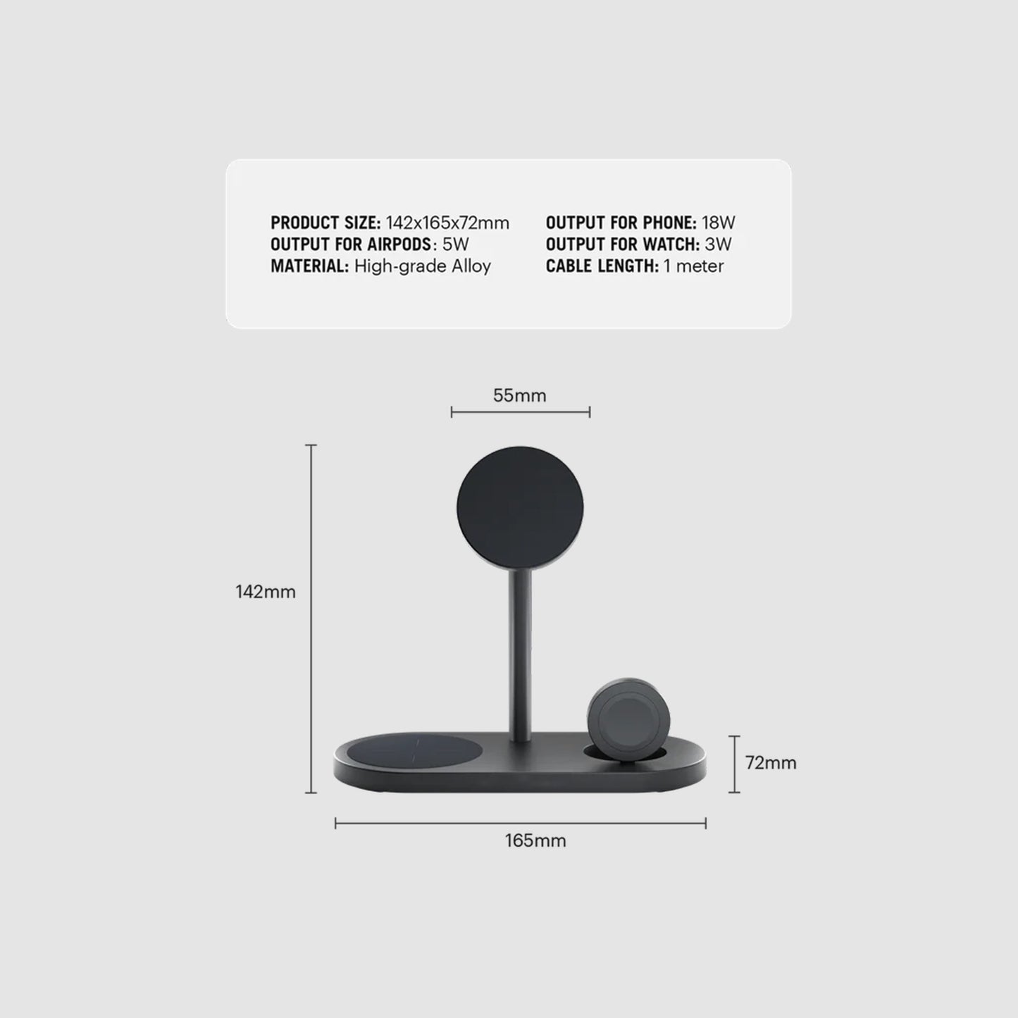 DailyObjects SURGE™ Max 3-In-1 Magnetic Wireless Charging Station (30W)- BO
